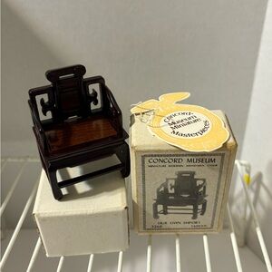 Concord Museum Miniature‎ Wooden Mandarin Asian Chair Dollhouse scale